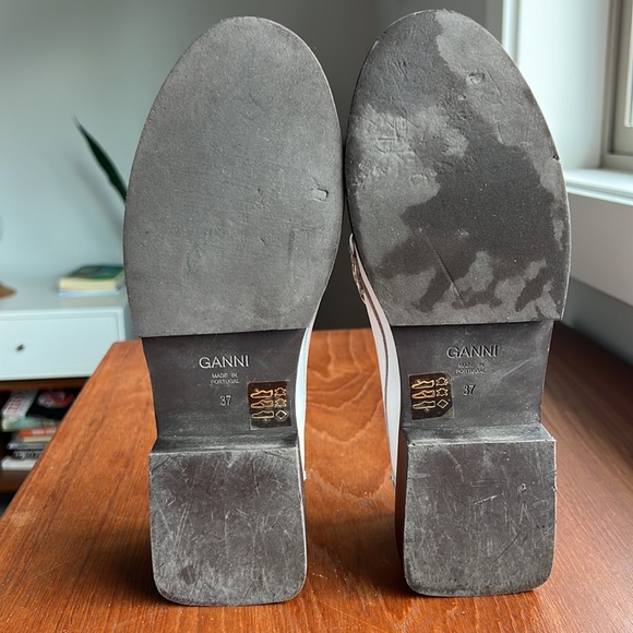 GANNI Crystal Embellish white leather loafers - Picture 7 of 7